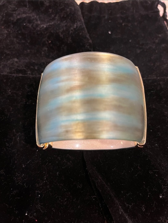 Alexis Bittar Jewelry - Alexis Bittar Blue and Gold Wide Cuff Bracelet